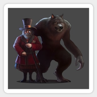 Victorian Age Dwarf Werewolf Sticker